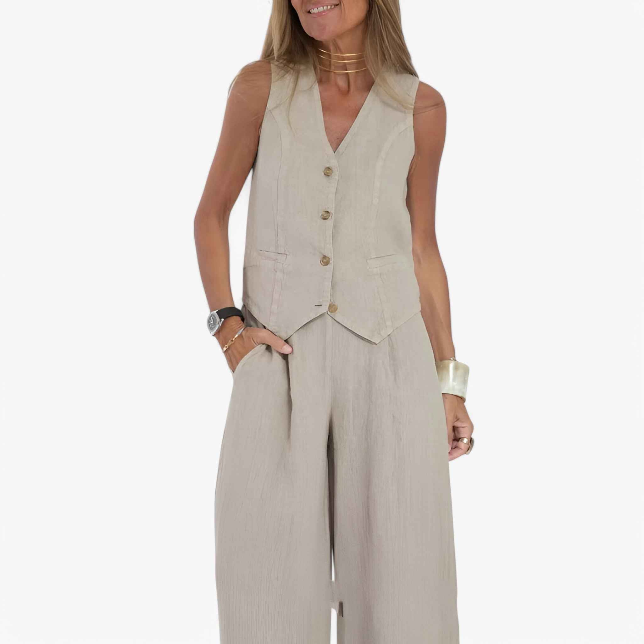 Outfit Sets : Mouwloos Vest Dames - Comfortabel & Stijlvol met Gratis Bijpassende Broek in van Pantino