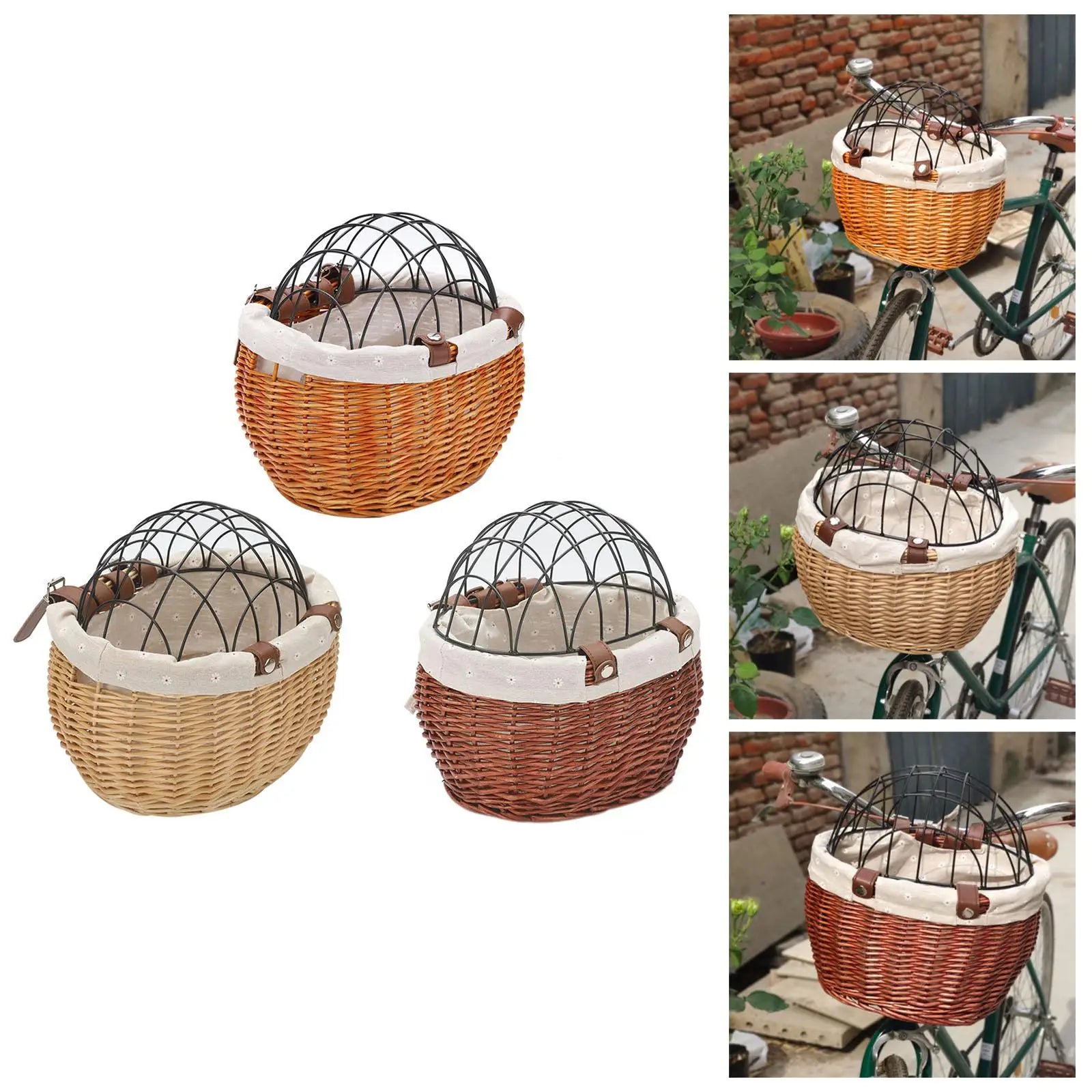 pets : Honden Fietsmand Voorop Cognac - Riet Look Waterdicht - Rotan in van Pantino