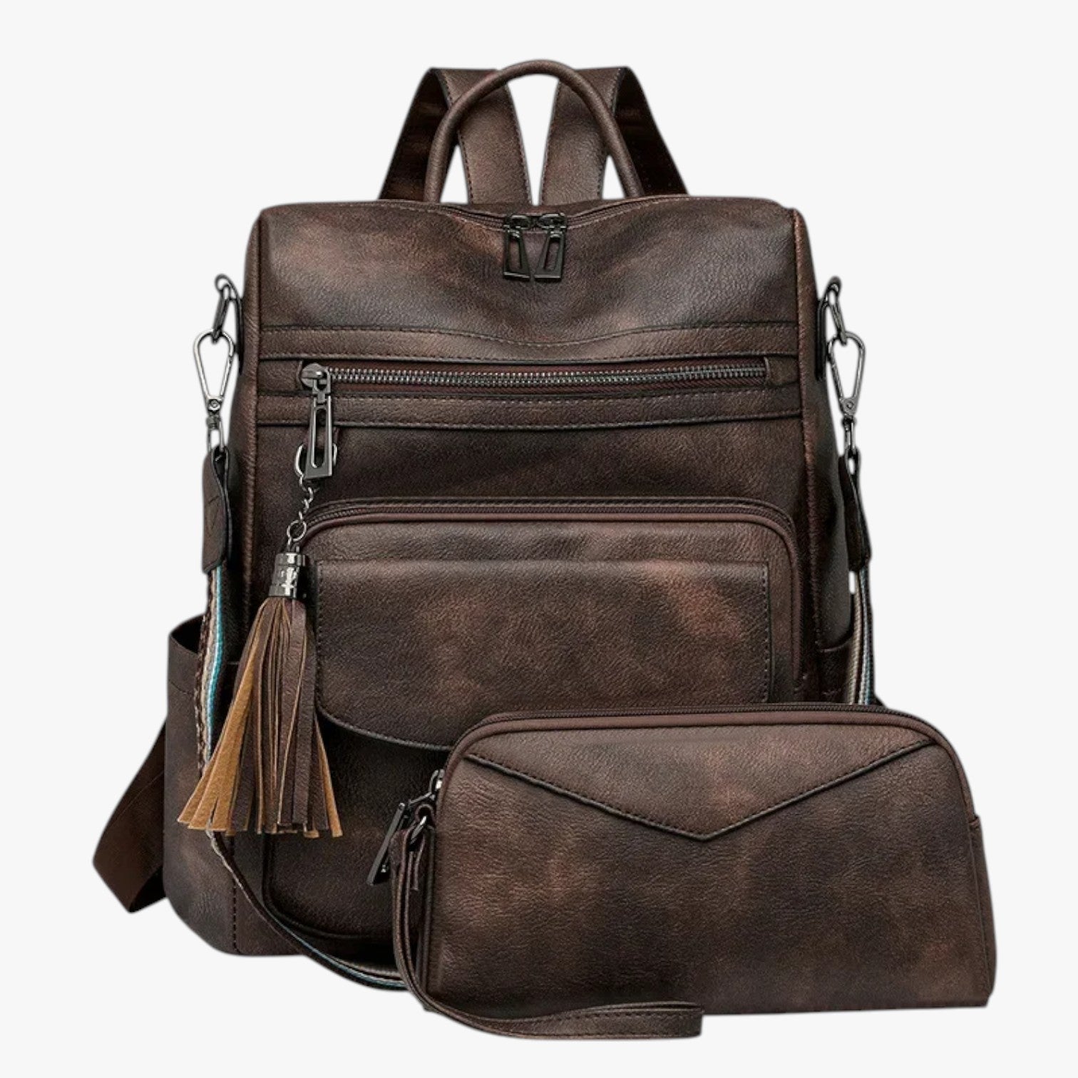 Bags : Rugzak Dames Groot van Echt Zwart Leer met Vakken voor Werk en Reizen in van Pantinoshop