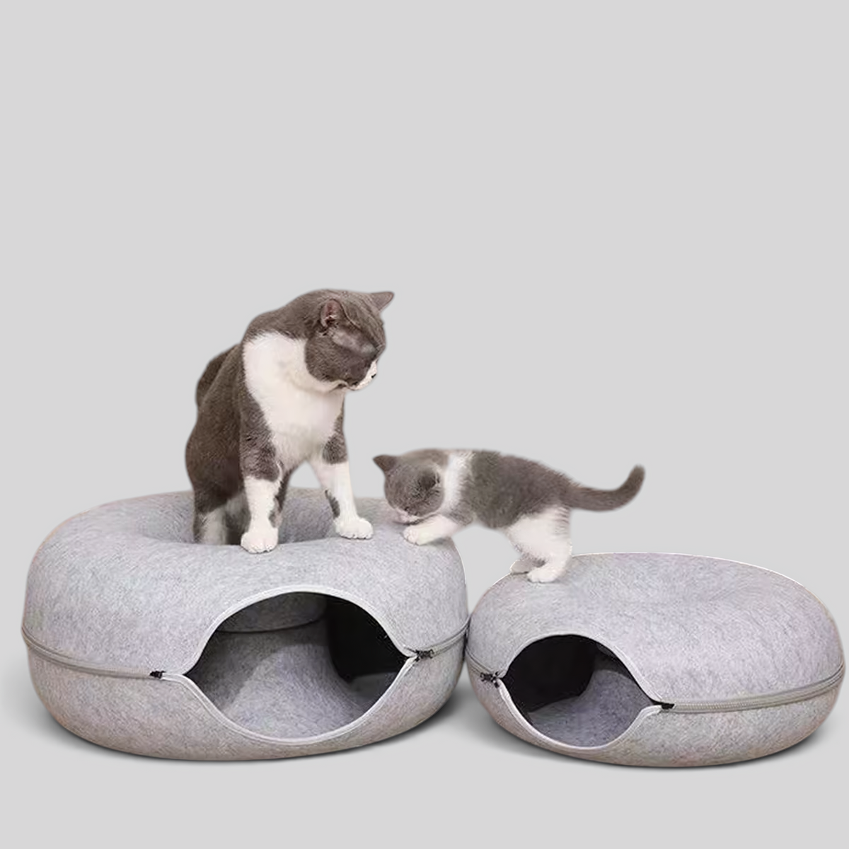 Ronde Kattenmand met Holletje en Rits – Vilten Kattenbed 50 of 60 cm