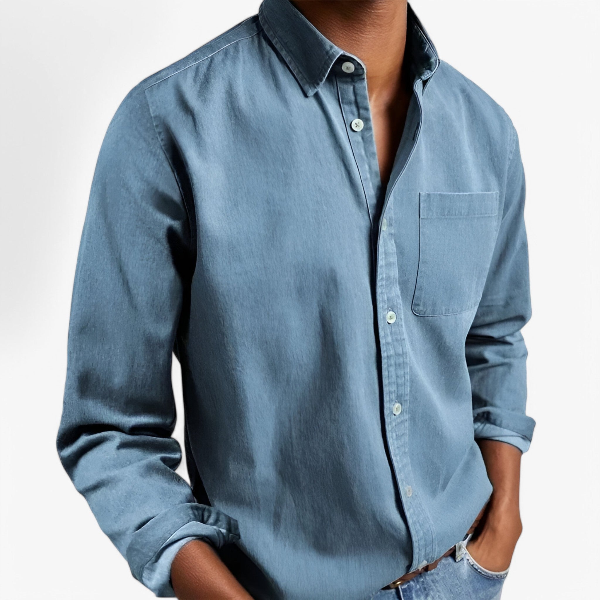 Duurzaam Katoenen Heren Cargo Shirt met Meerdere Zakken, Lange Mouwen
