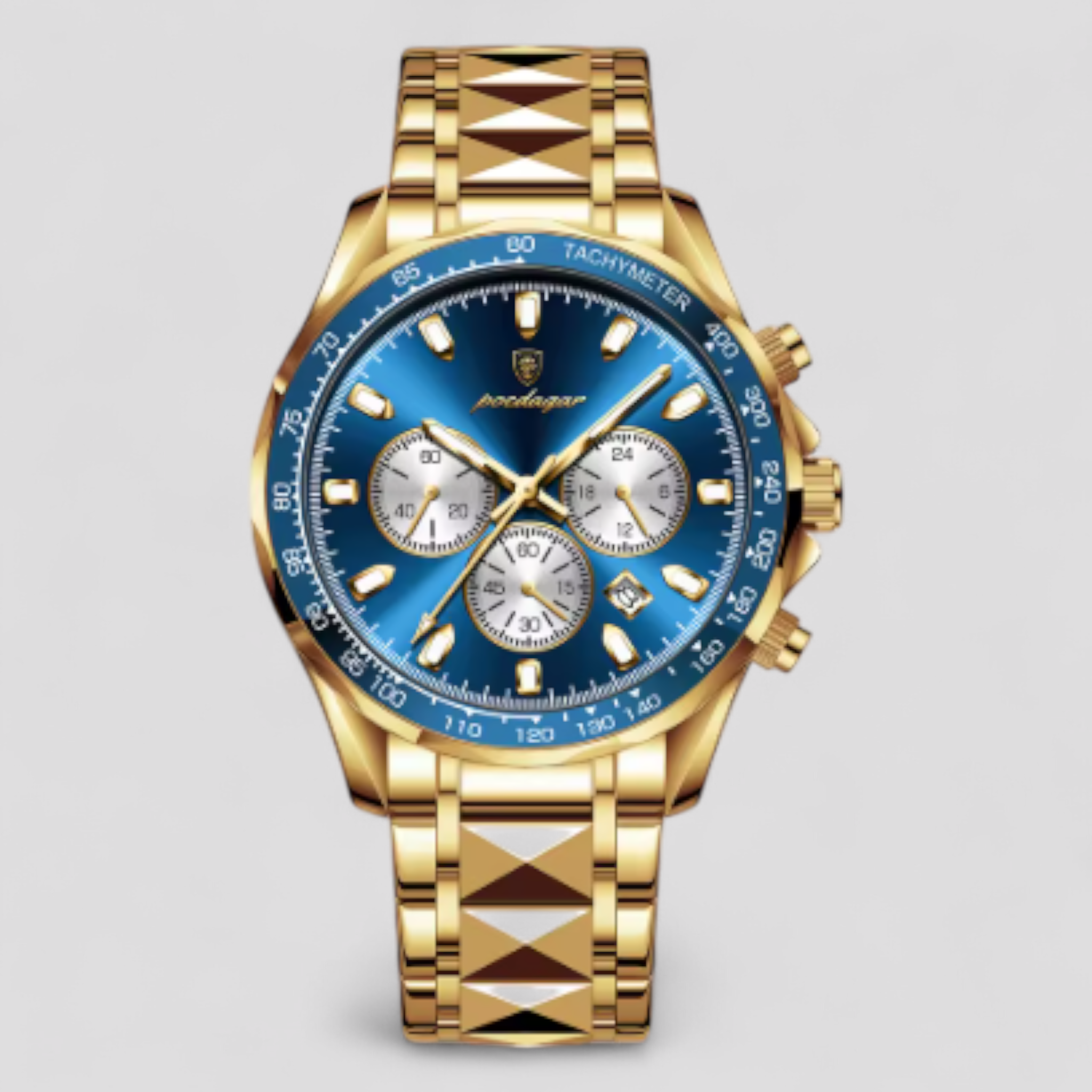 Luxe Heren Chronograaf Horloge van Zilverkleurig Roestvrij Staal