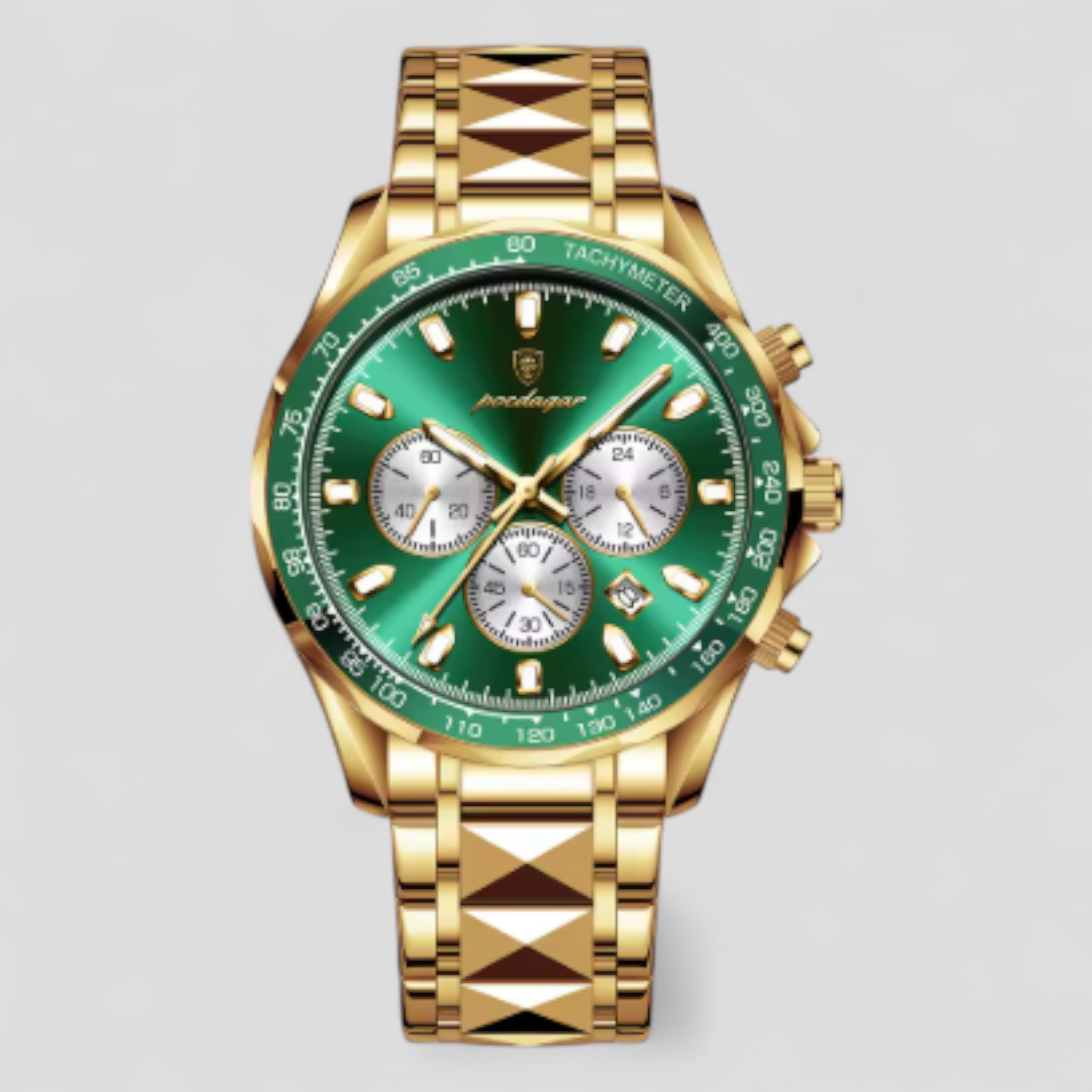 Luxe Heren Chronograaf Horloge van Zilverkleurig Roestvrij Staal