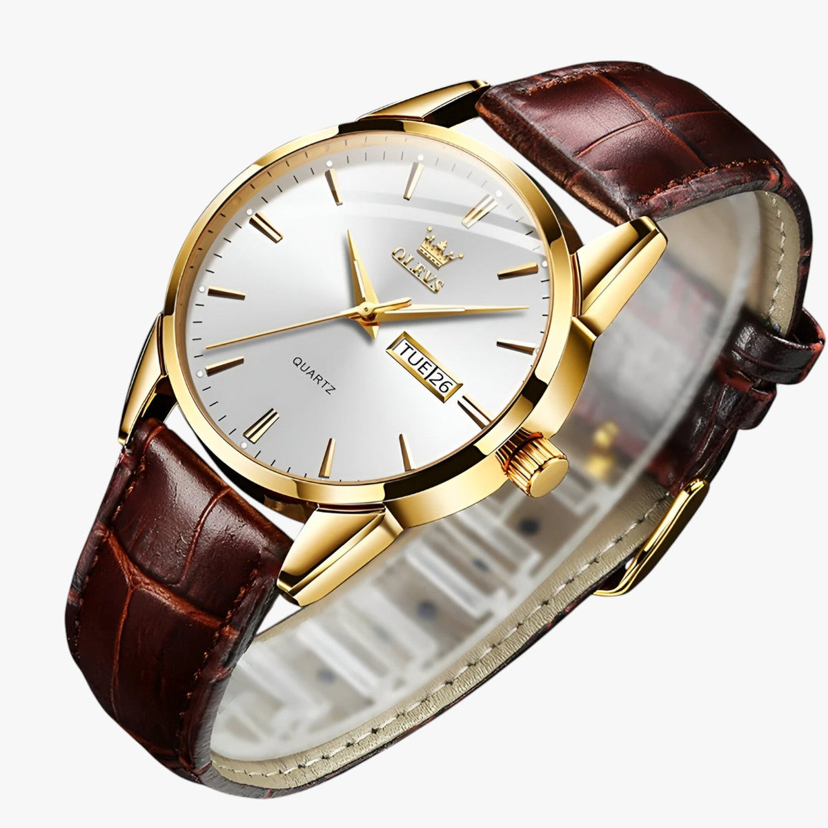 Heren Horloge Klassiek Slank van Echt Zwart Leer, Elegant en Waterdicht