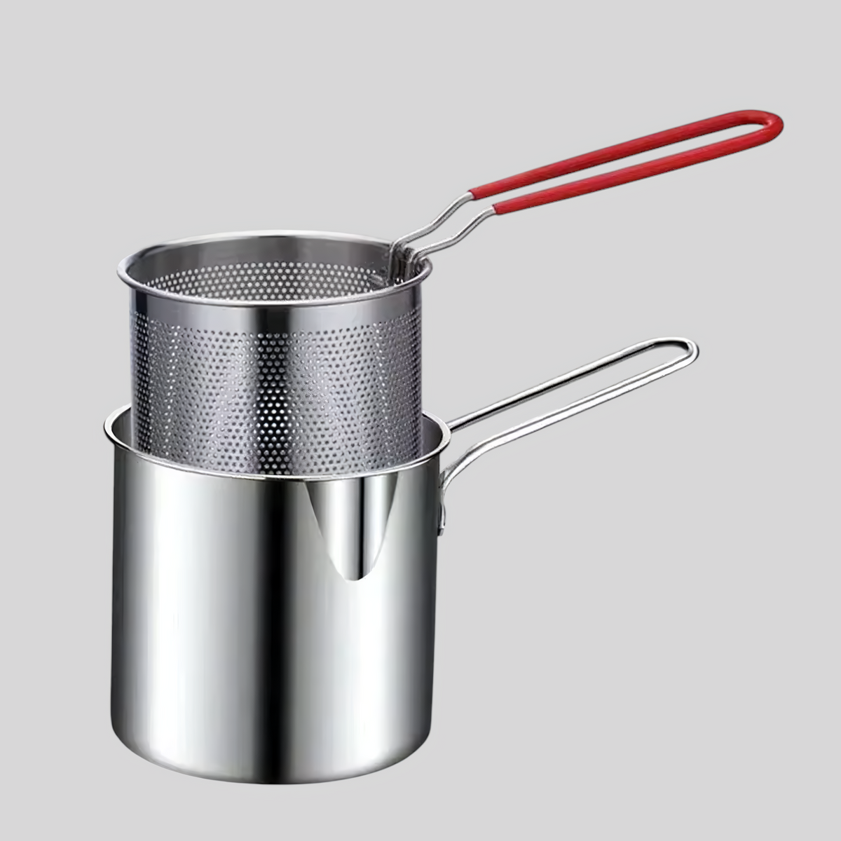 Home & Garden > Kitchen & Dining : Mini Frituurpan 1200ML RVS met Zeef voor Thuisgebruik in Standaard Titel van Belro