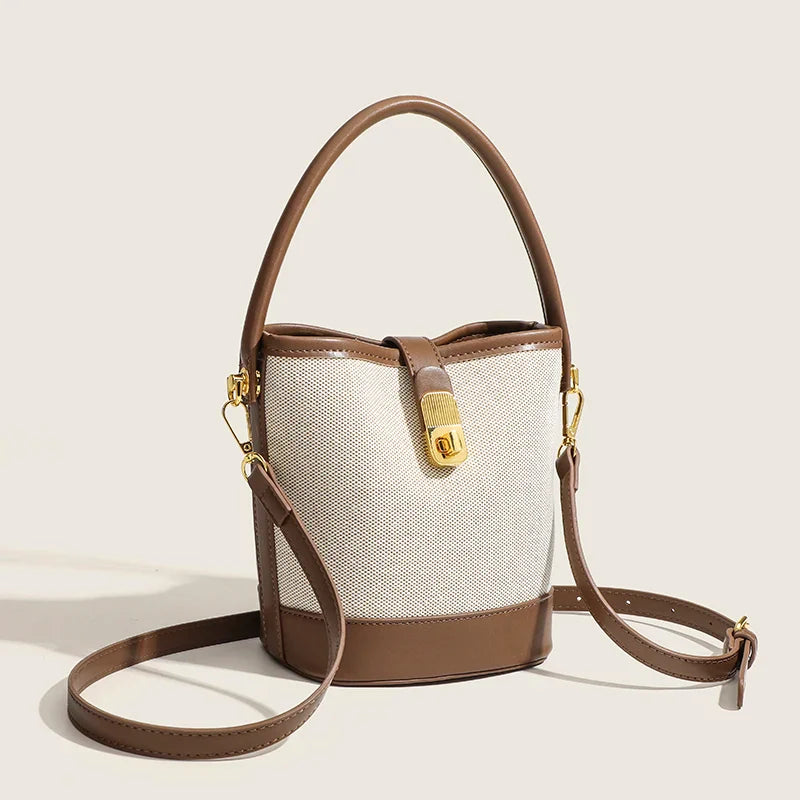 bags : Bucket Schoudertas Dames Beige - Compacte Elegantie - Synthetisch Leer in van Pantino