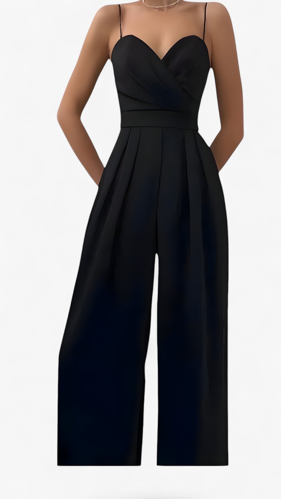 Elegant dames jumpsuit met spaghettibandjes en zachte palazzobroek