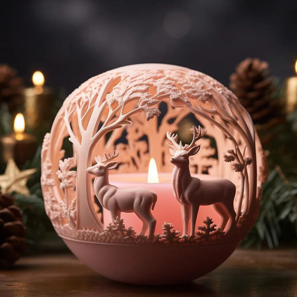 home & garden : Elk Kaars - Reliëf Mal Winterbos - Feestelijke Decoratie en DIY Cadeaus in van Pantino