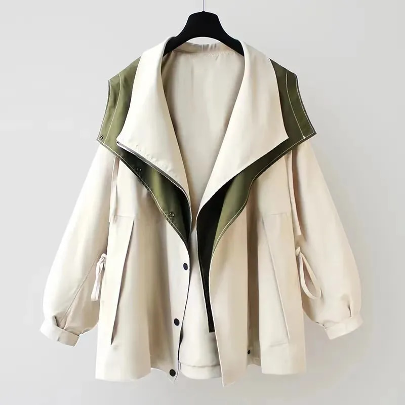 Coat : Mantel Paradiso Wit - Oversized Patchwork Capuchon in Paradiso Wit van Pantino