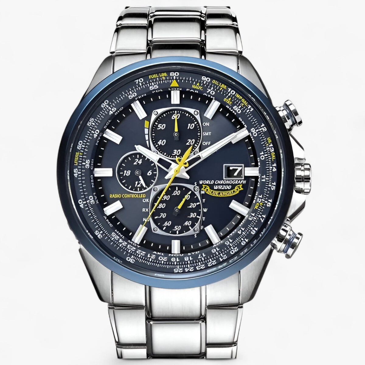 Heren Chronograaf Horloge MultiSteel 42mm – Staal Zilver, Blauwe Wijzerplaat