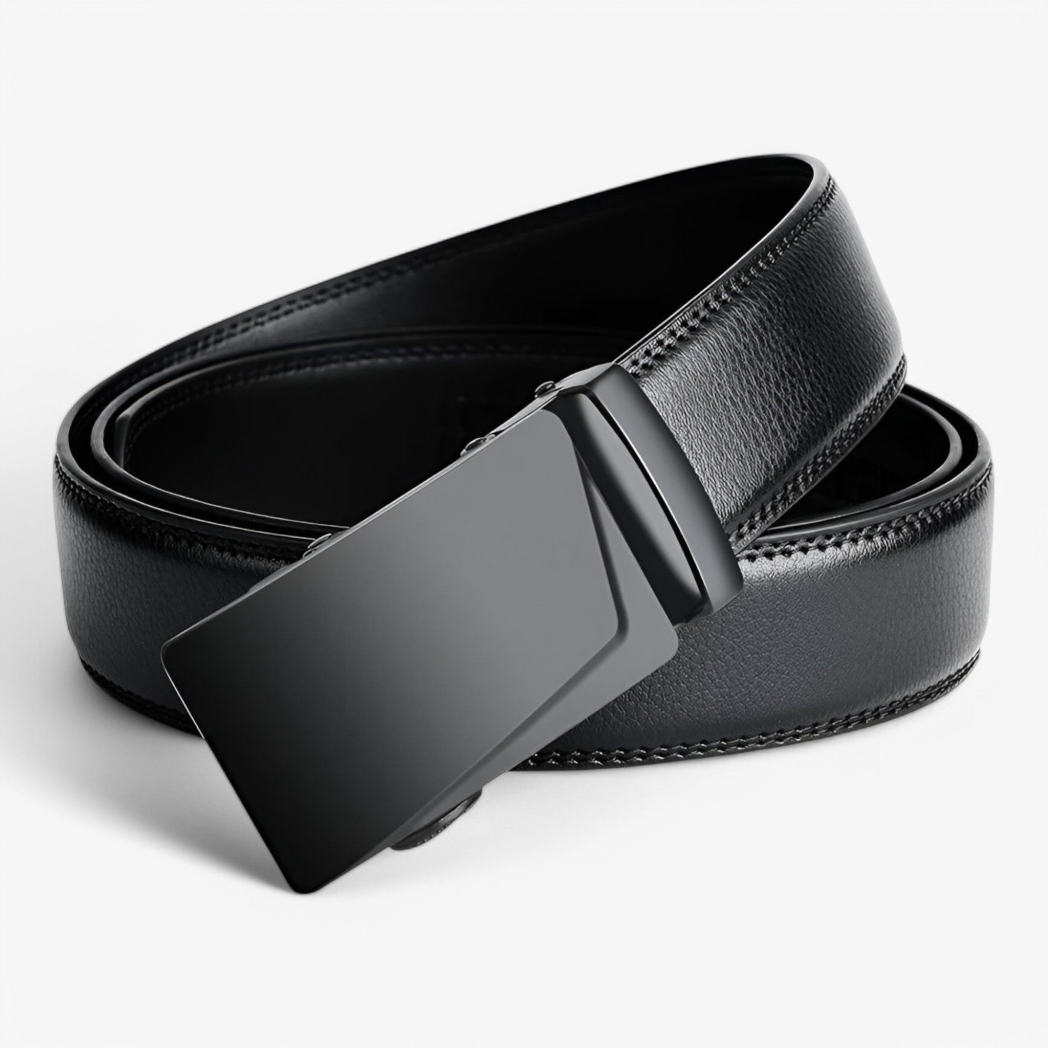 Belt : Heren Riem Zwart Leer met Automatische Gesp in van Pantino