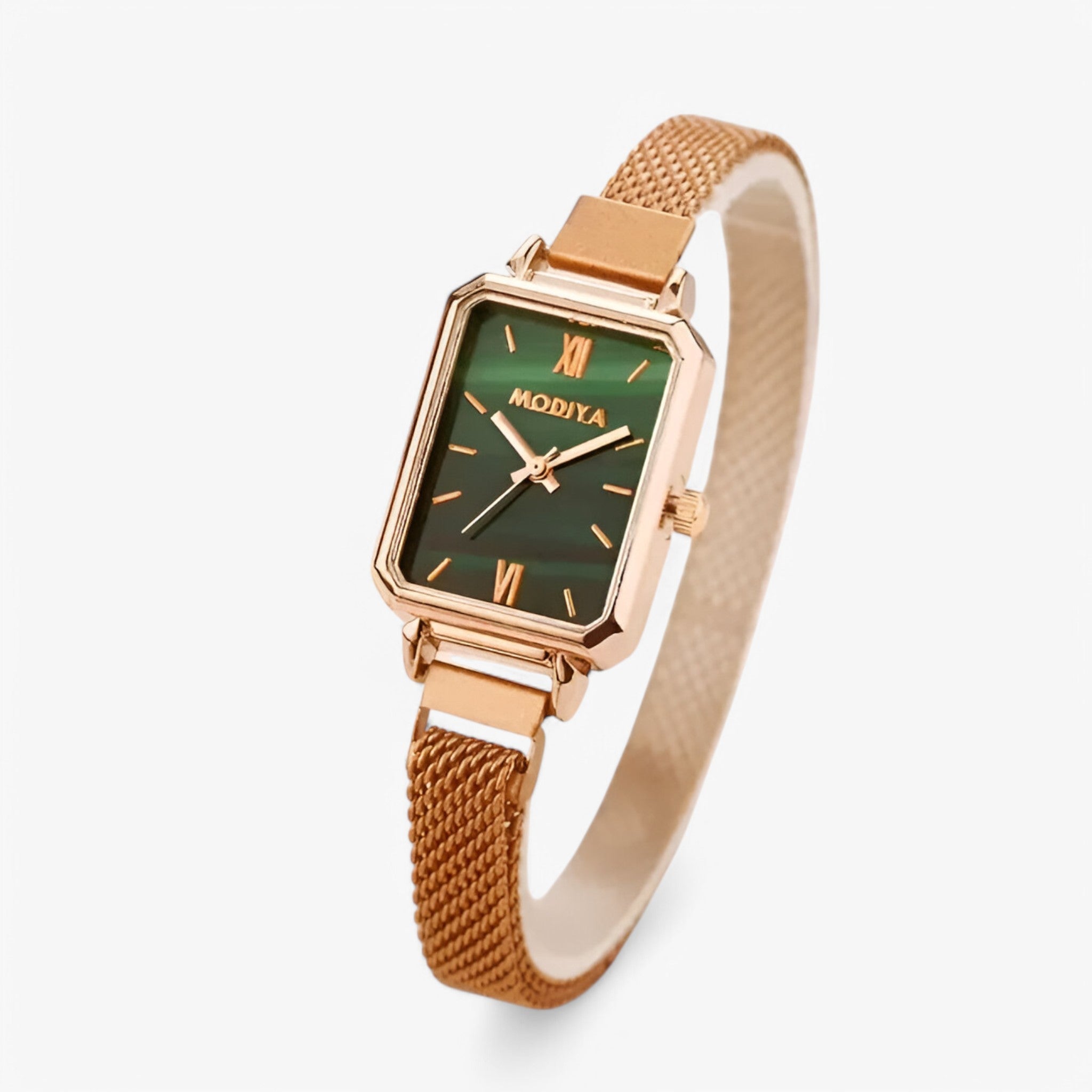 Watches : Vierkant dameshorloge met groene wijzerplaat en magnetische band in Verde van Pantinoshop