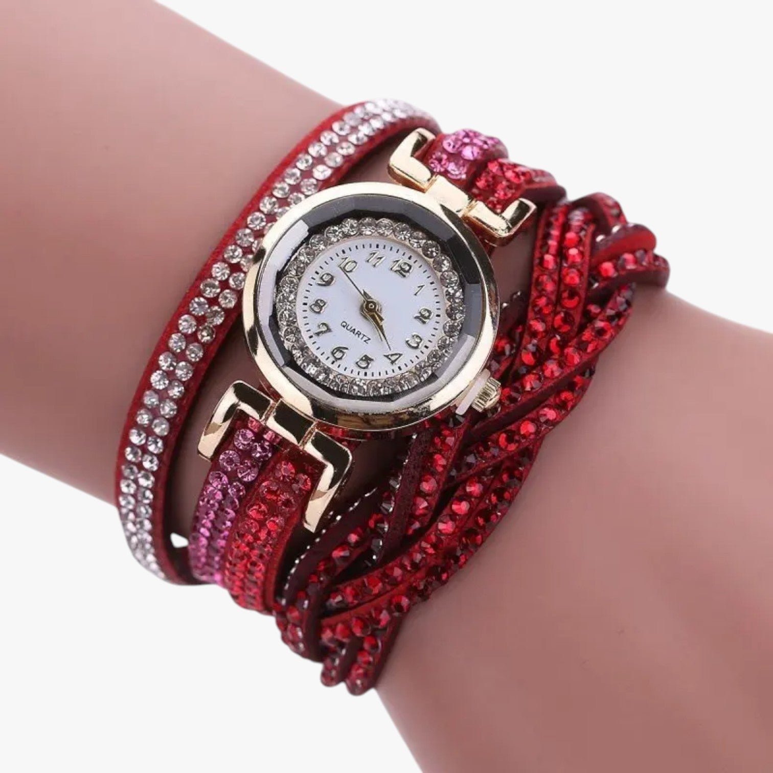 Dameshorloge Elegant met Lange Band van Echt Leer Zwart - Unieke Stijl