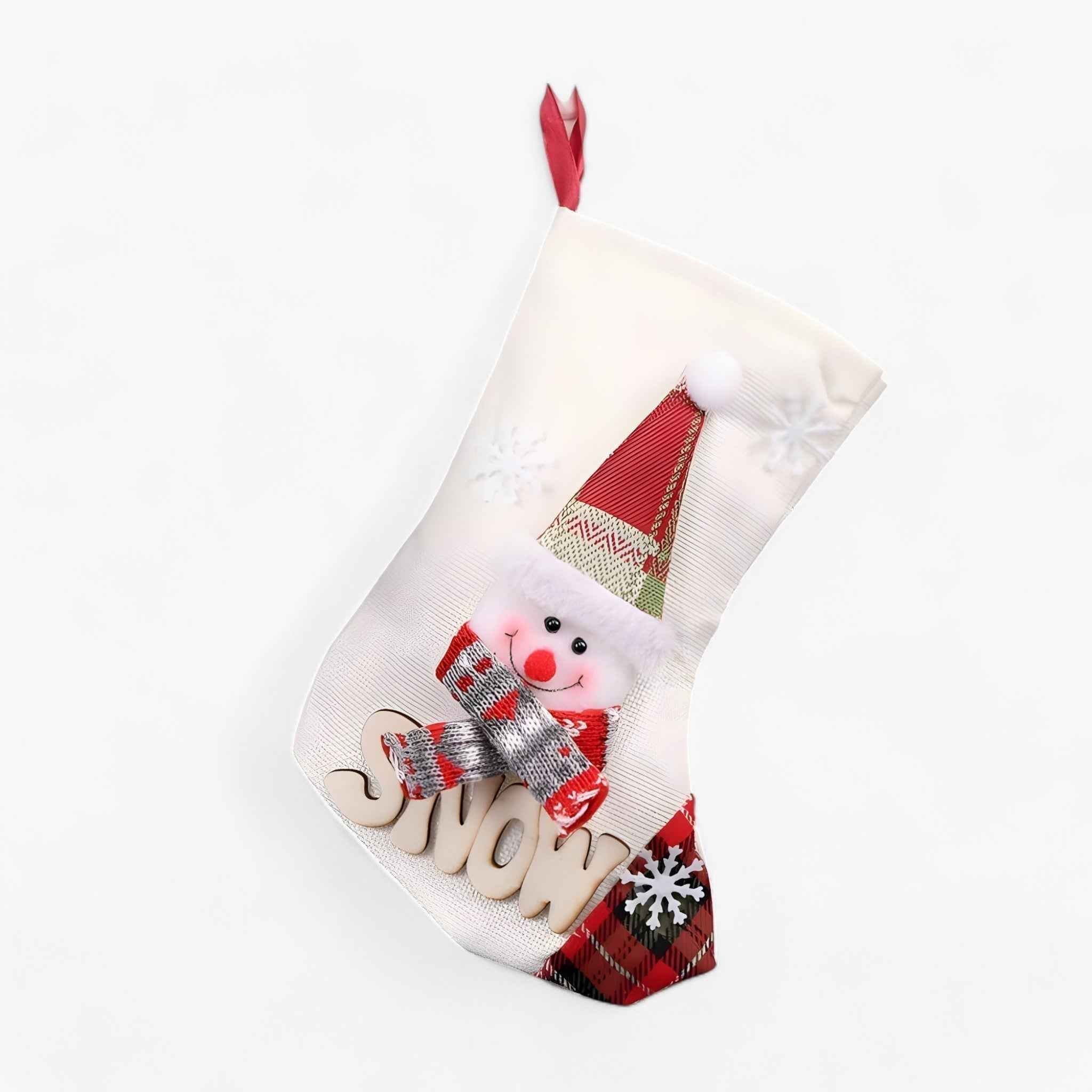 Seizoensdecoraties : Sneeuwpop Kerstsok voor Feestelijke Decoratie - Rood in Beige 1 +1 GRATIS van Pantino