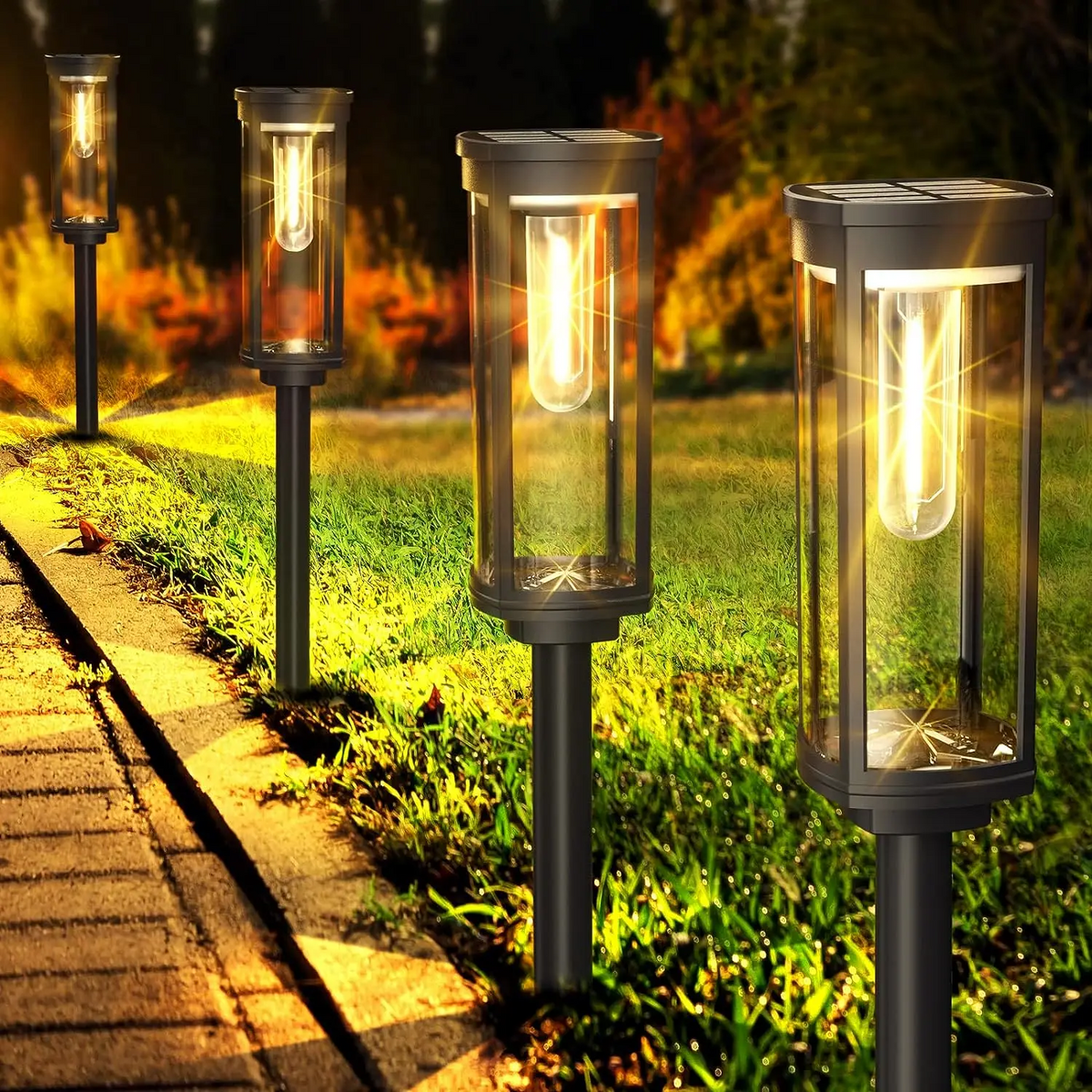 Buiten Solar Tuinverlichting - Zwarte LED Padprikkers (10-stuks)