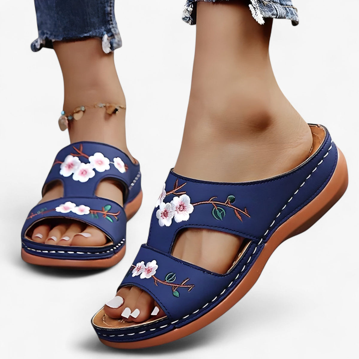 Comfortabele Dames Sandalen met Decoratieve Bloemen - Elegante en Lichte