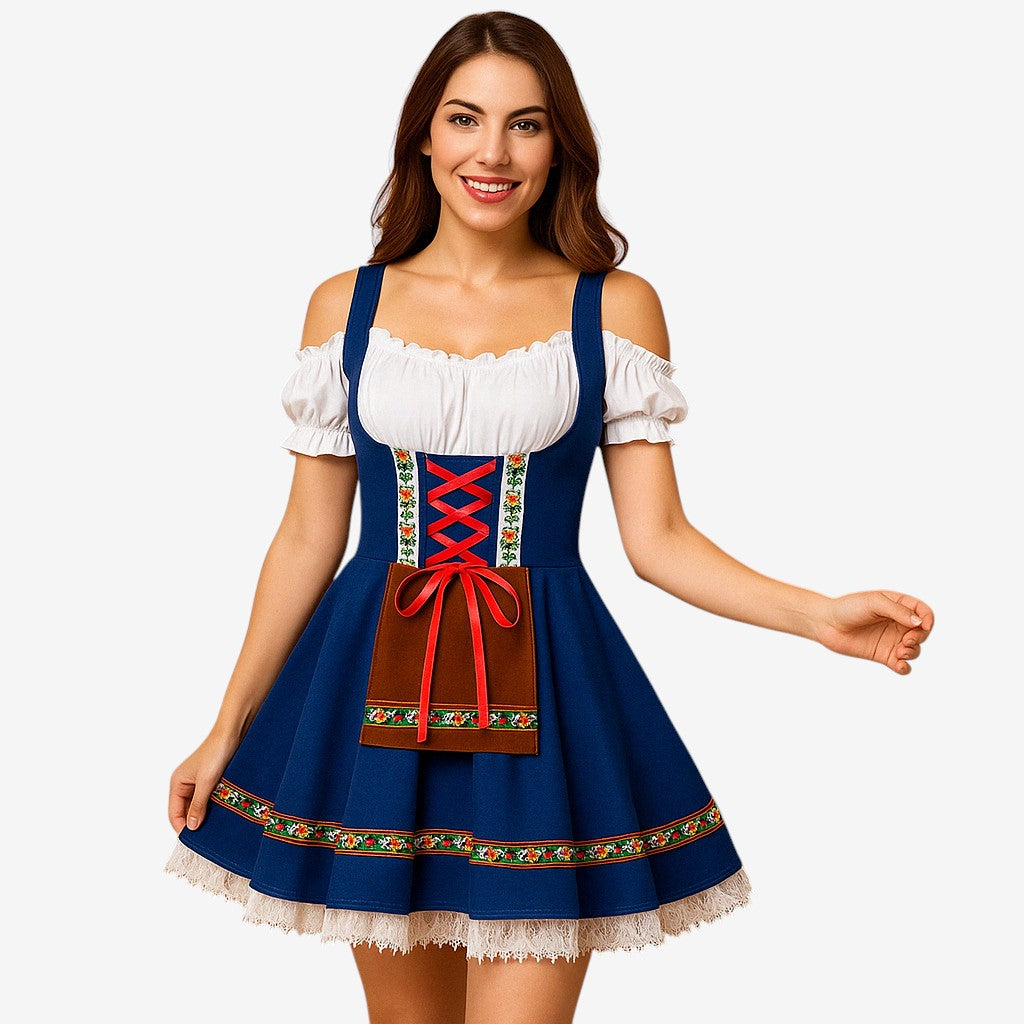 Gifts – Seasonal – Oktoberfest : Oktoberfestjurk Dames - Traditioneel Design, Feestelijke Details in Blauw van Steiner-boutique