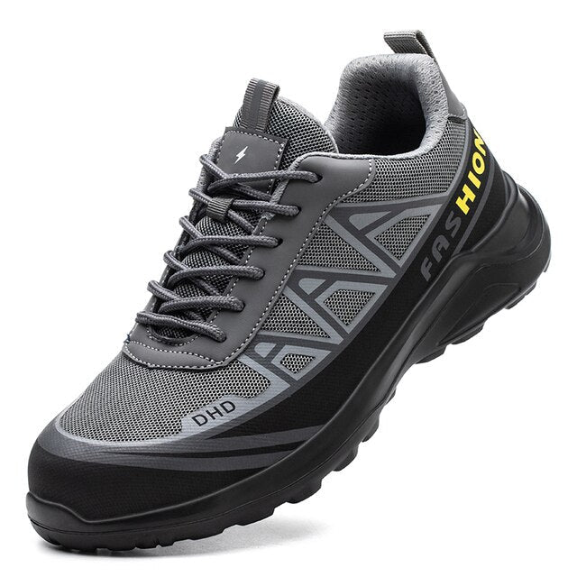 Safety Shoes : Schoenen Heren Zwart Grijs - Veiligheidsschoenen voor met Brede Veiligheidsneus in Grijs Zwart van Pantino