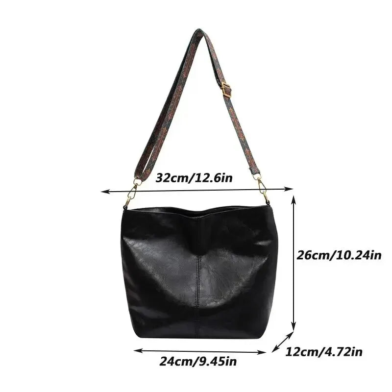 bags : Schoudertas Dames Zwart - Effen Vintage Stijl - Synthetisch Leer in van Pantino