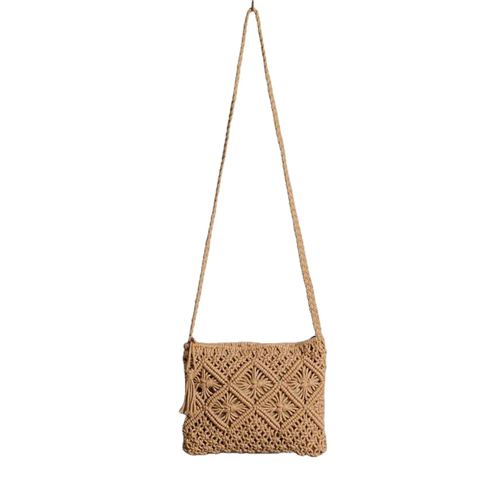 bags : Boho Schoudertas Dames - Katoenen Touw Gevlochten Eco - Katoen in van Pantino