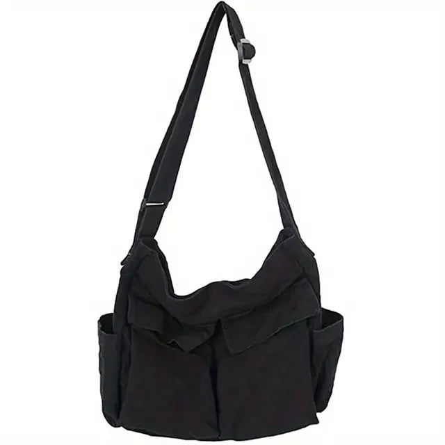 bags : Crossbody Tas Dames Zwart - Vintage Canvas Handtas voor dagelijks gebruik in zwart van Pantino