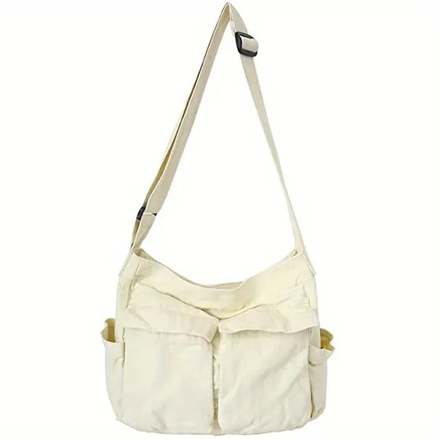 bags : Crossbody Tas Dames Zwart - Vintage Canvas Handtas voor dagelijks gebruik in Wit van Pantino