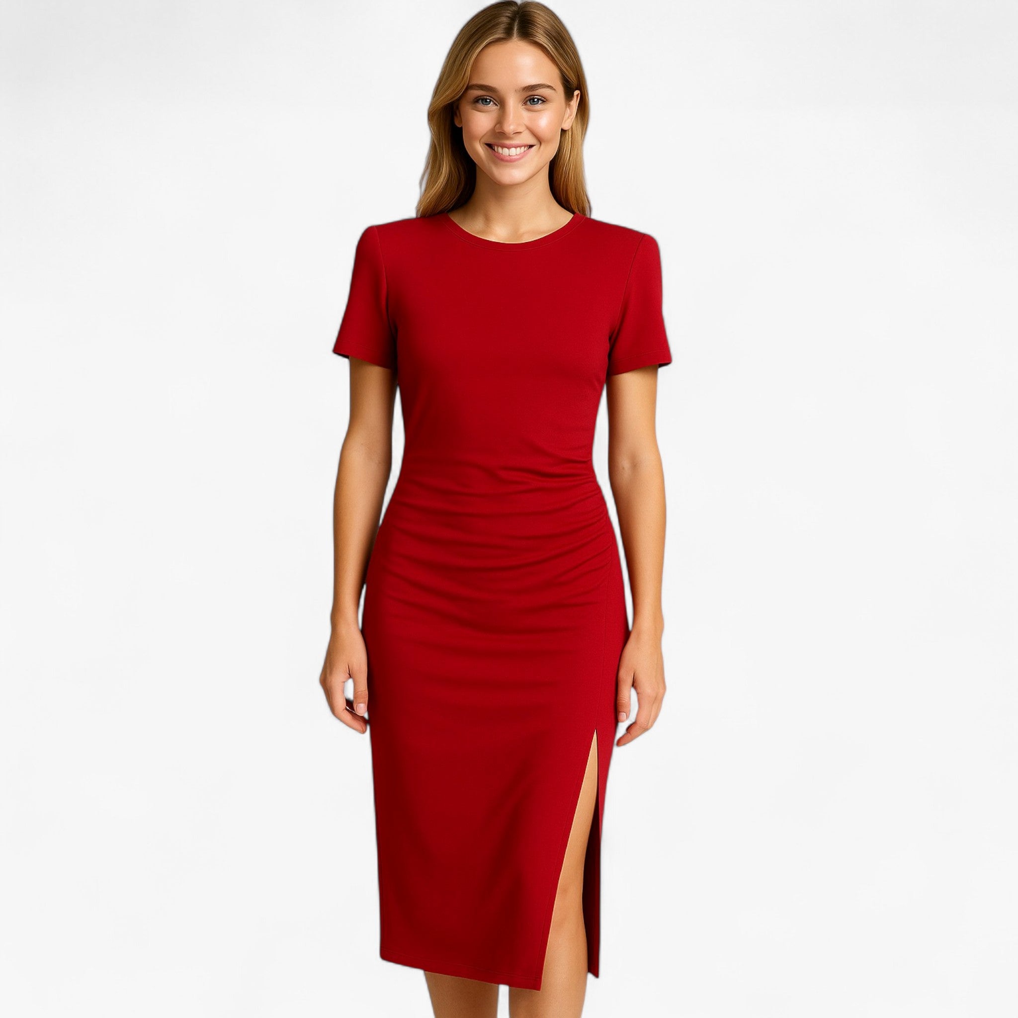 Dress : Midi Jurk Dames Wit - Met Spacco in van Pantino