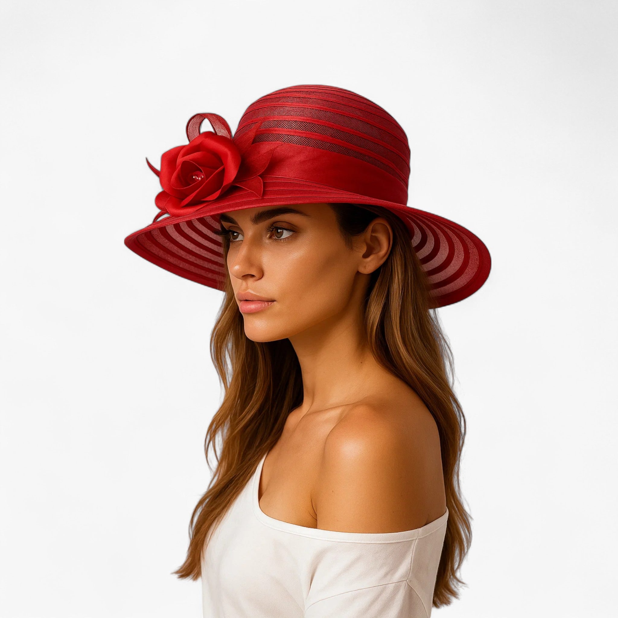 Sun Hat : Organza Zonnehoed voor Dames - Elegante Bescherming Tegen de Zon in van Pantino