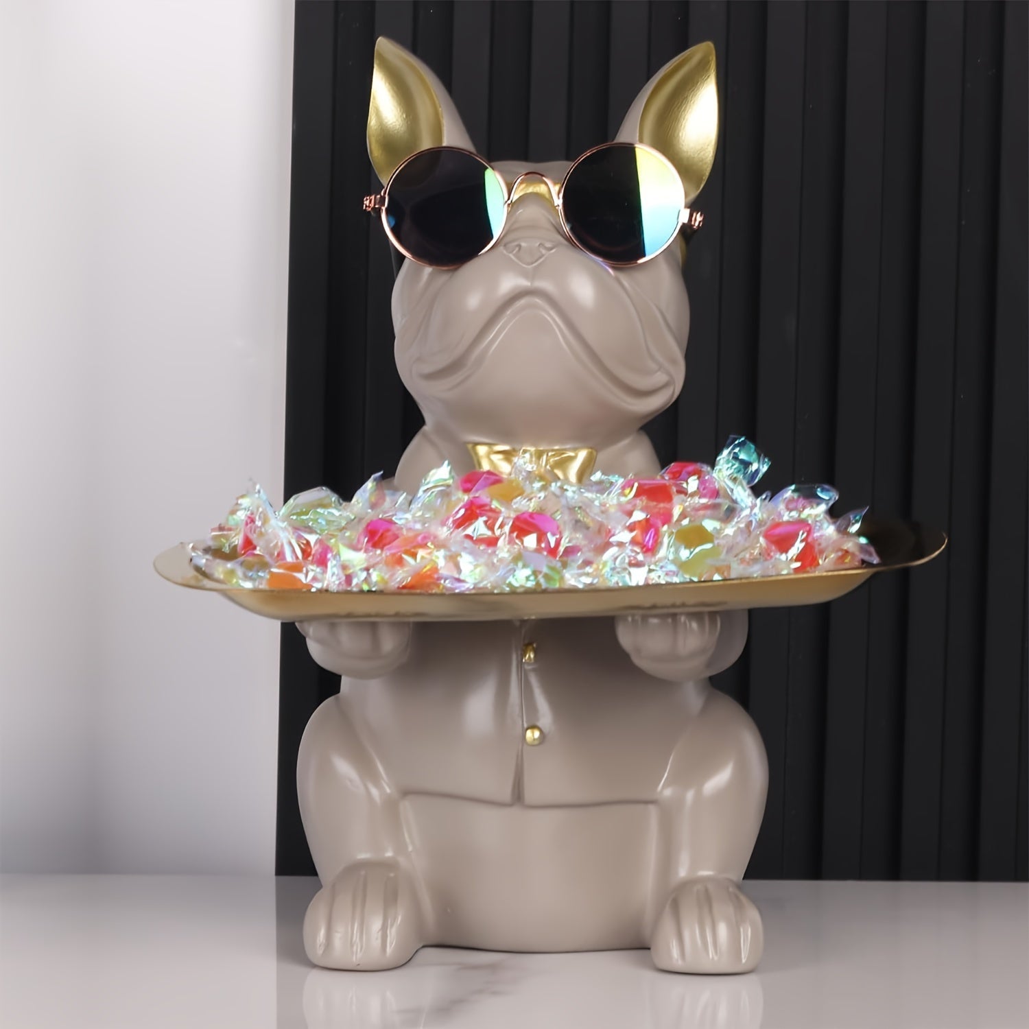 home & garden : Multifunctionele Bulldog Opbergstandbeeld - Marineblauw Zittend in van Pantino
