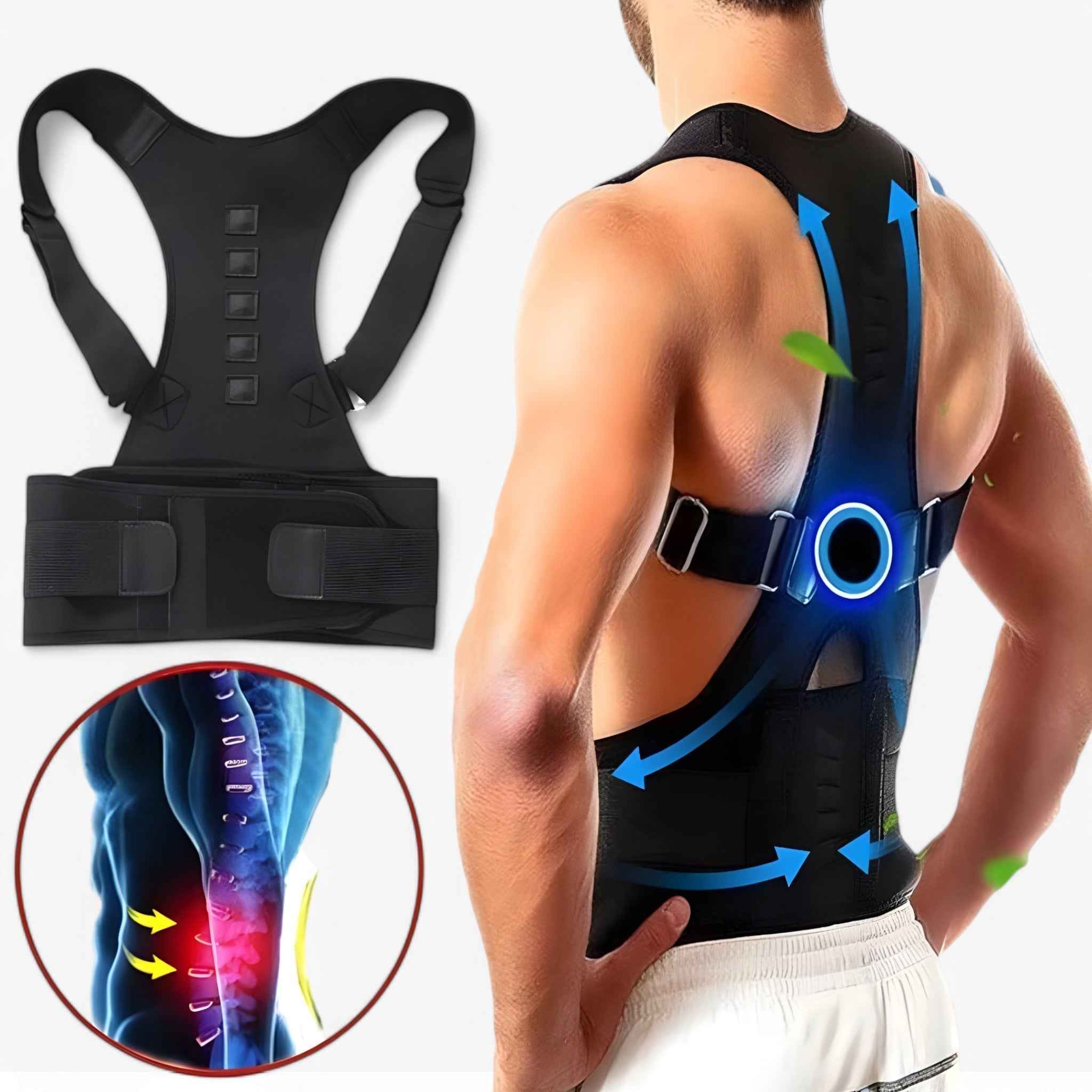 BeltGuard - supporto per una migliore postura - € : Houdingscorrector BeltGuard unisex verstelbaar & ad1emend voor rug, mannen & vrouwen - Zwart, Universele Maat in van Pantino