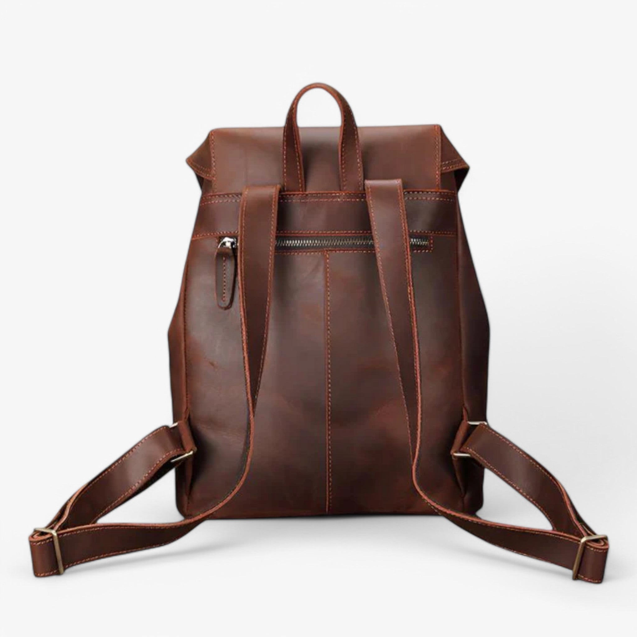 bags : Rugzak Bruin - Premium Leren Leer in van Pantino