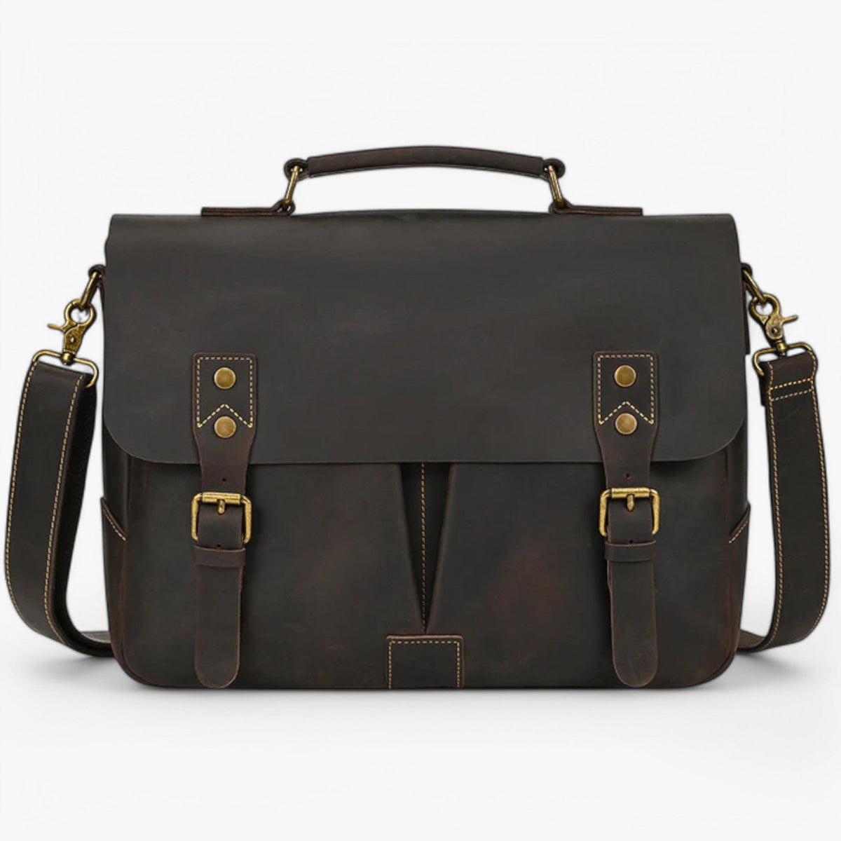 Dames leren laptoptas met schouderband
