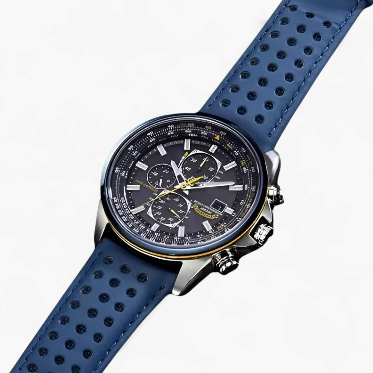 Heren Chronograaf Horloge MultiSteel 42mm – Staal Zilver, Blauwe Wijzerplaat