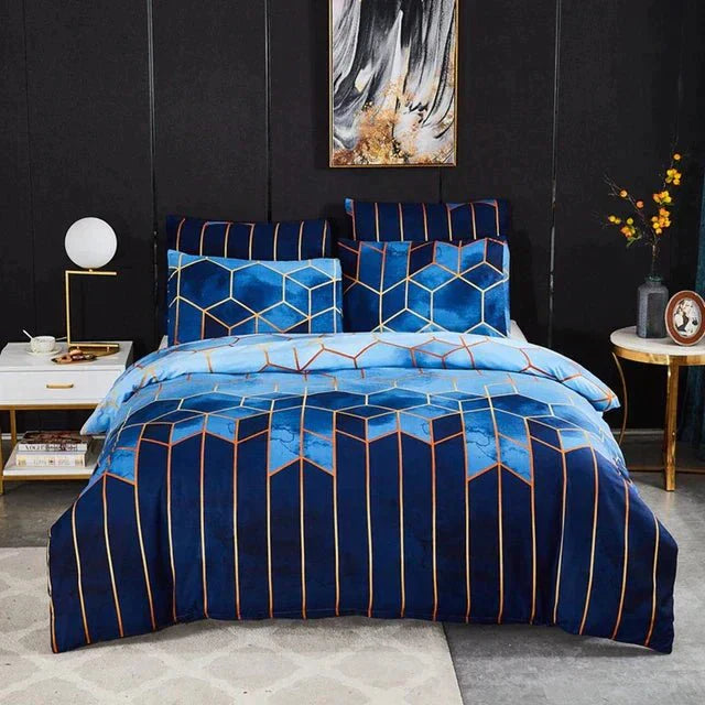 home & garden : Luxe Layer - Dekbedovertrek 'Geometrisch Patroon' Verkoelend en Ademend - Rood in Blauw van Pantino