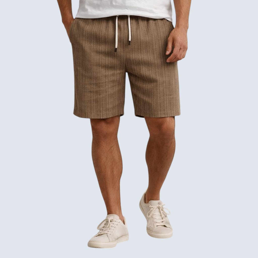 Heren shorts : Heren Linnen Shorts Ademend - Relaxte Zomerstijl in Bruin van Pantinoshop