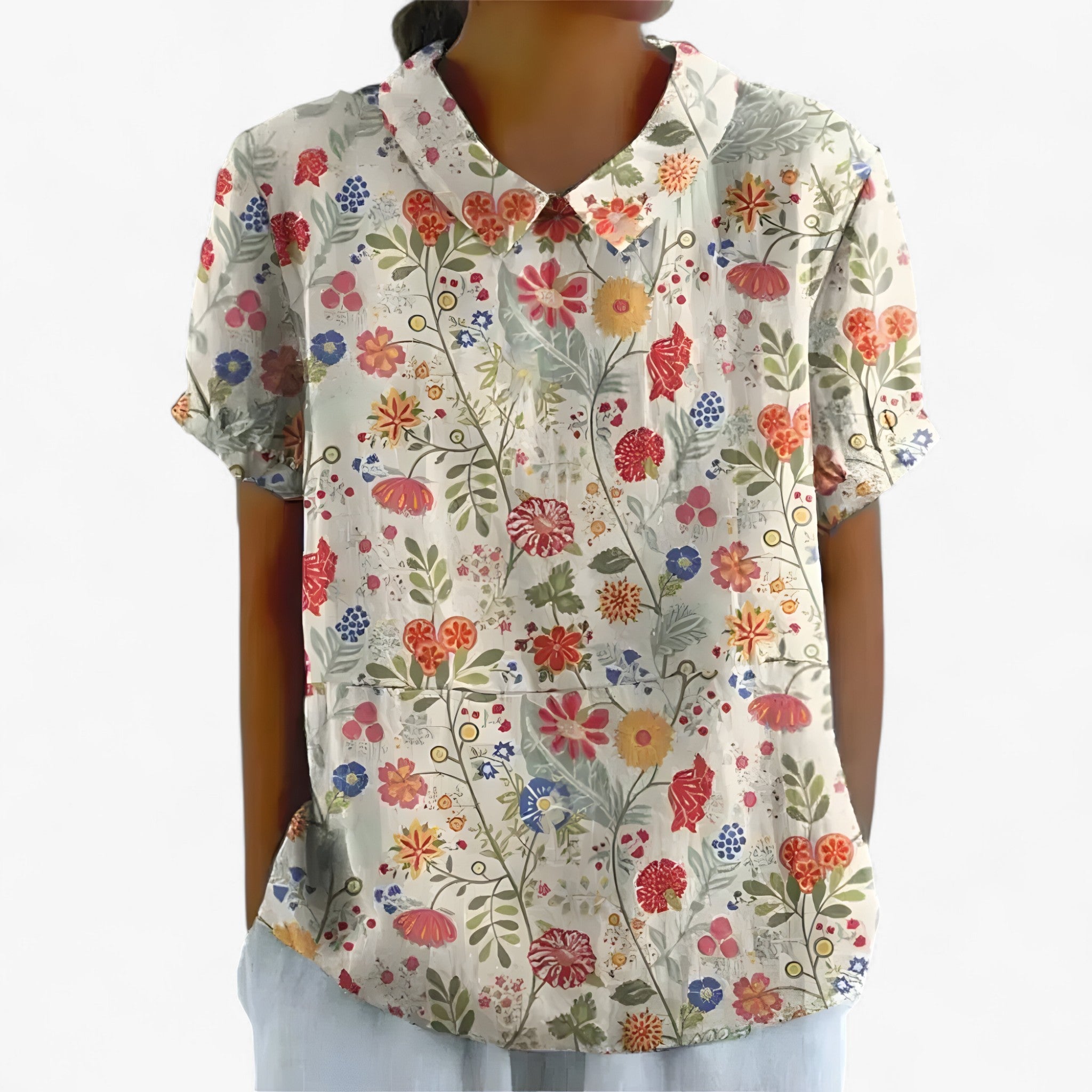 Women's Top Clothes : Elegante Bloemenblouse voor Dames van Viscose - Bedrukt Patroon in van Pantinoshop