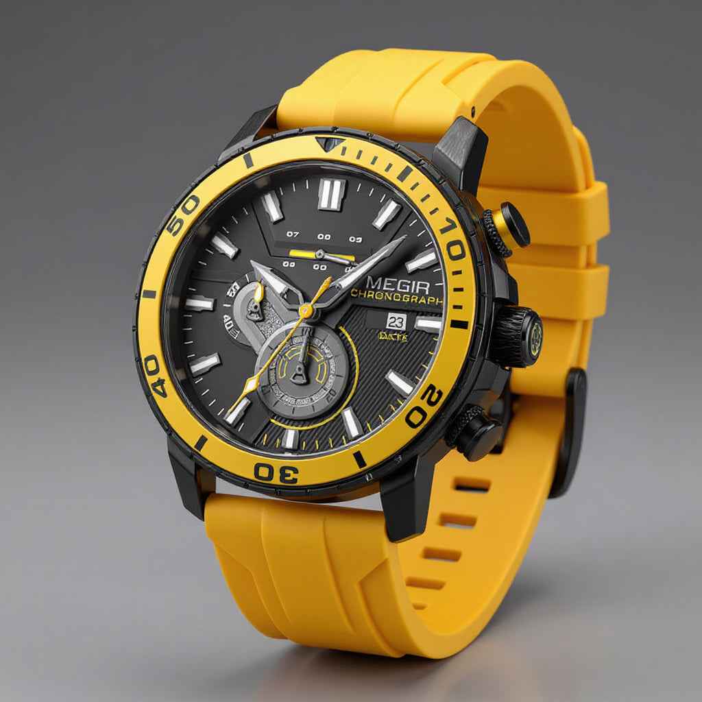 Herenhorloge met chronograaf, keramische lunette en waterdichte band