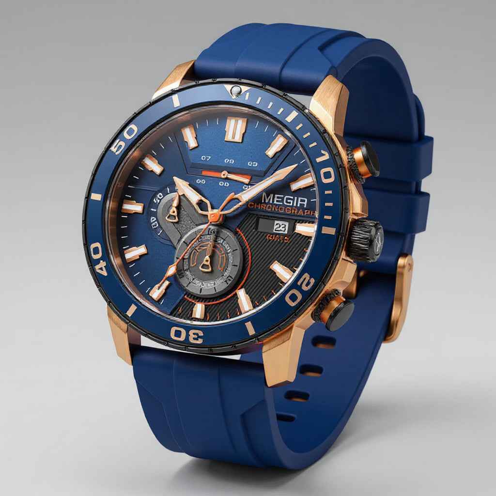 Herenhorloge met chronograaf, keramische lunette en waterdichte band