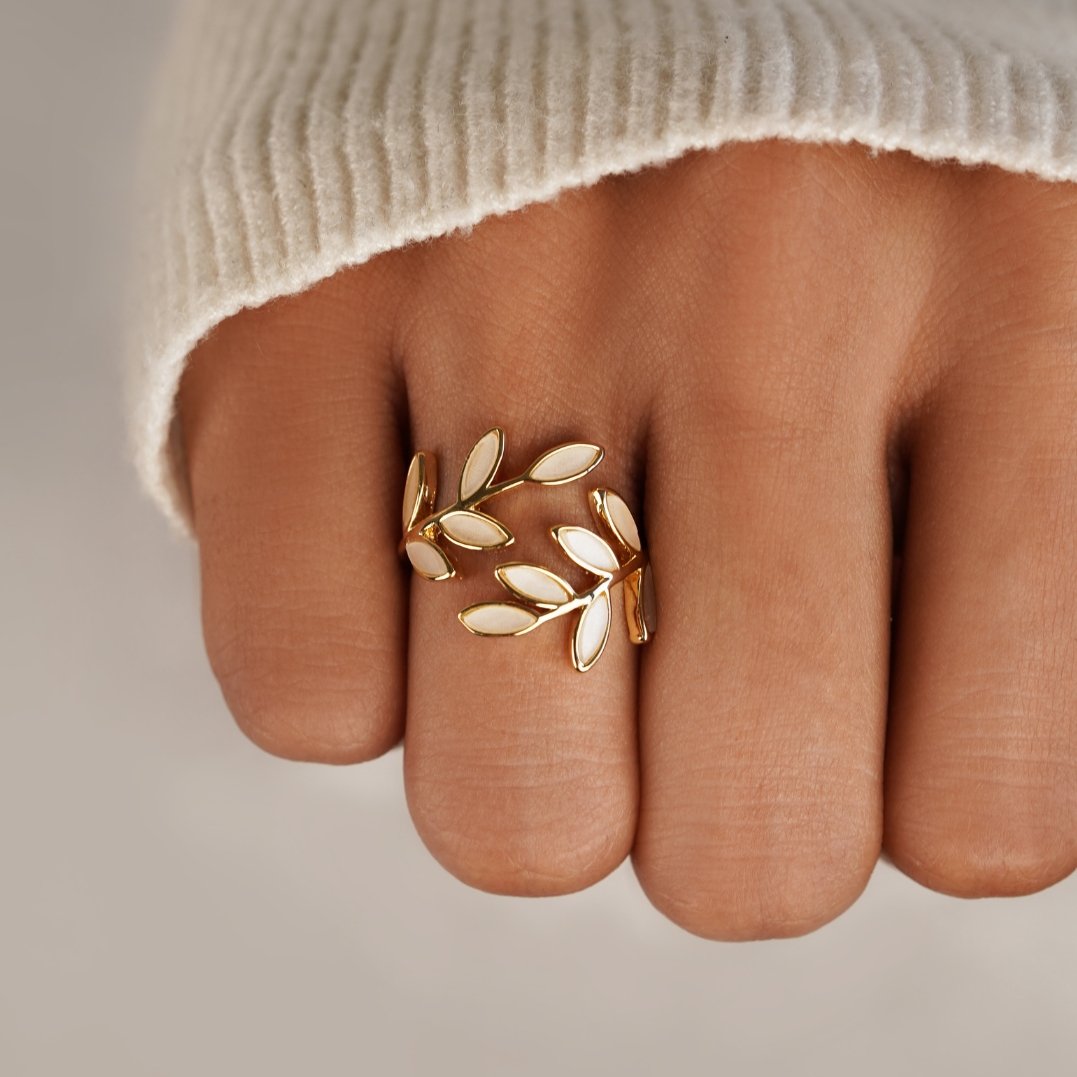 Ring : Ring Roze - Gold Leaf 7mm in van Pantino
