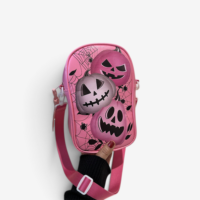Gifts – Seasonal – Halloween : Halloween Schoudertas Dames - Compacte Pompoen PU Tas in Roze Standard van Loranza