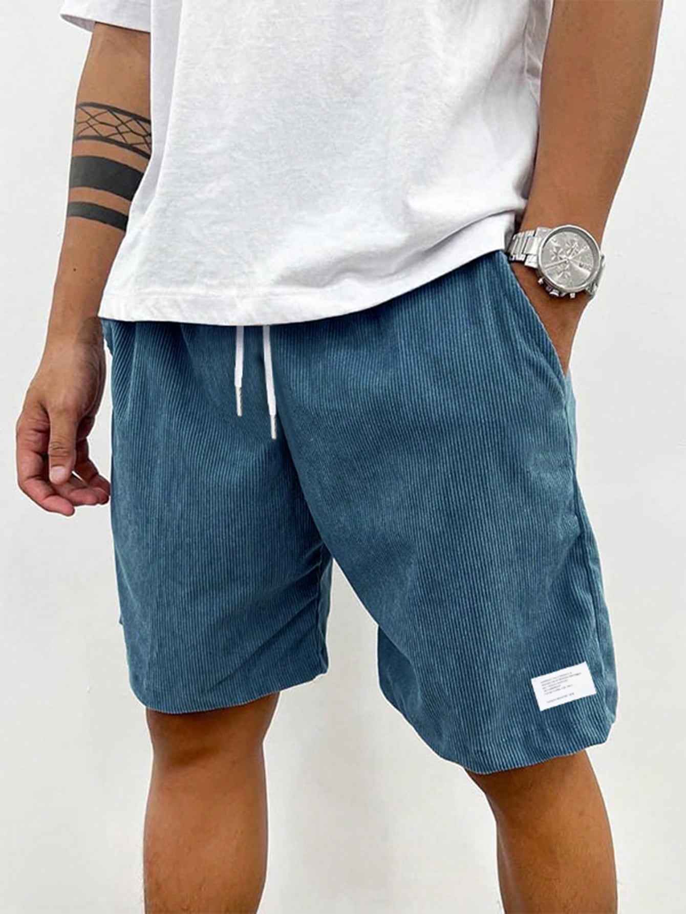 male shorts : Heren Shorts met Elastische Taille en Koordjes, Relaxed Fit in van Laarhout Mode