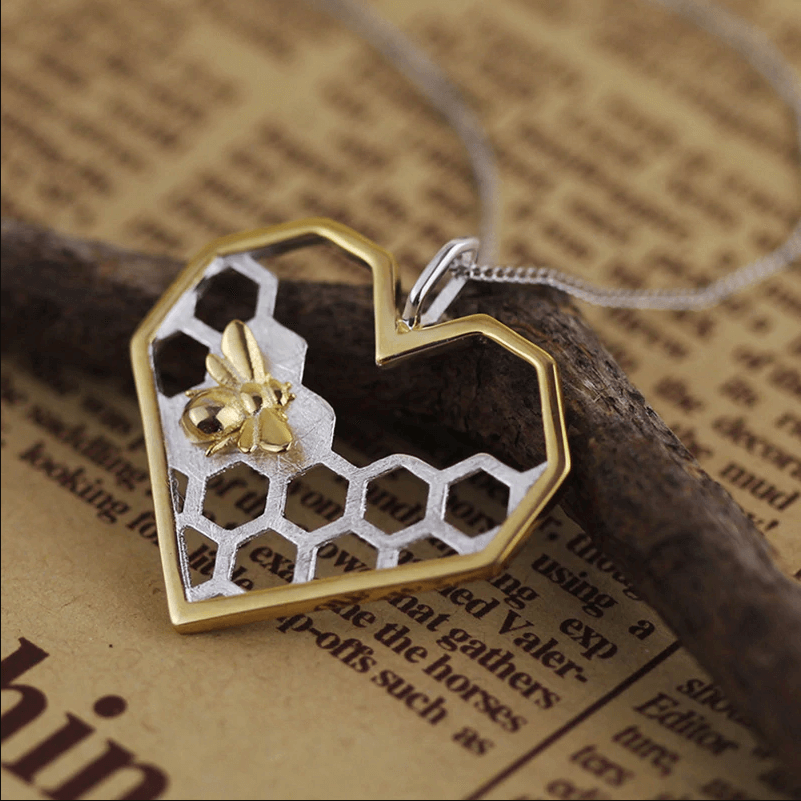 Necklace : Ketting Heren - Honingraat Hart in van Pantino