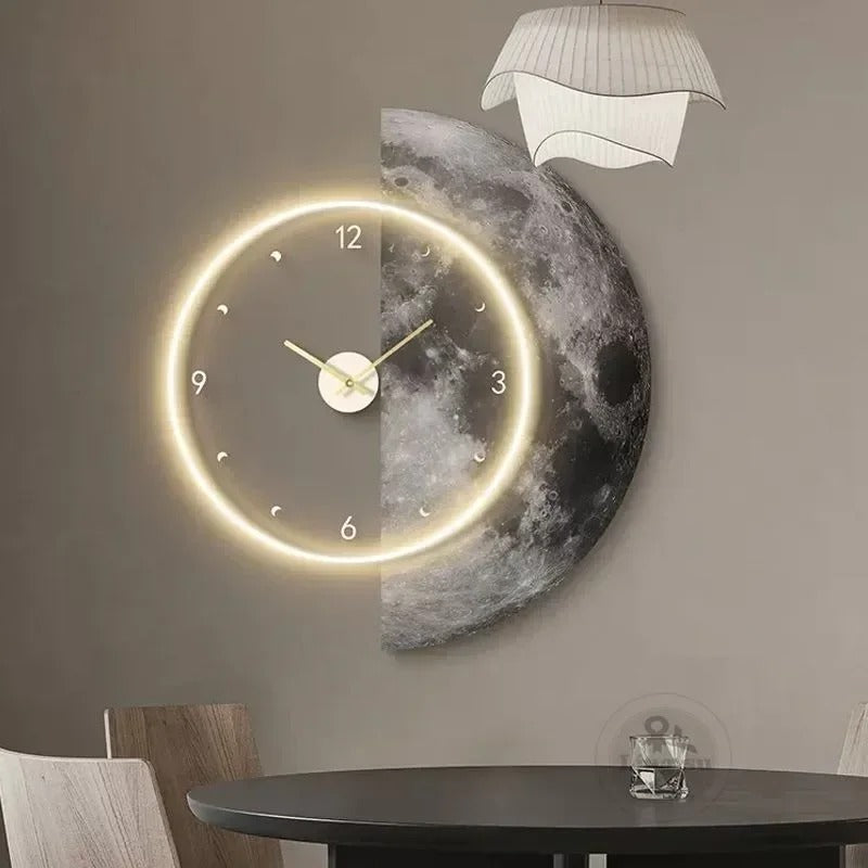 Maanklok Wandklok – Zachte LED-verlichting met Hemels Design