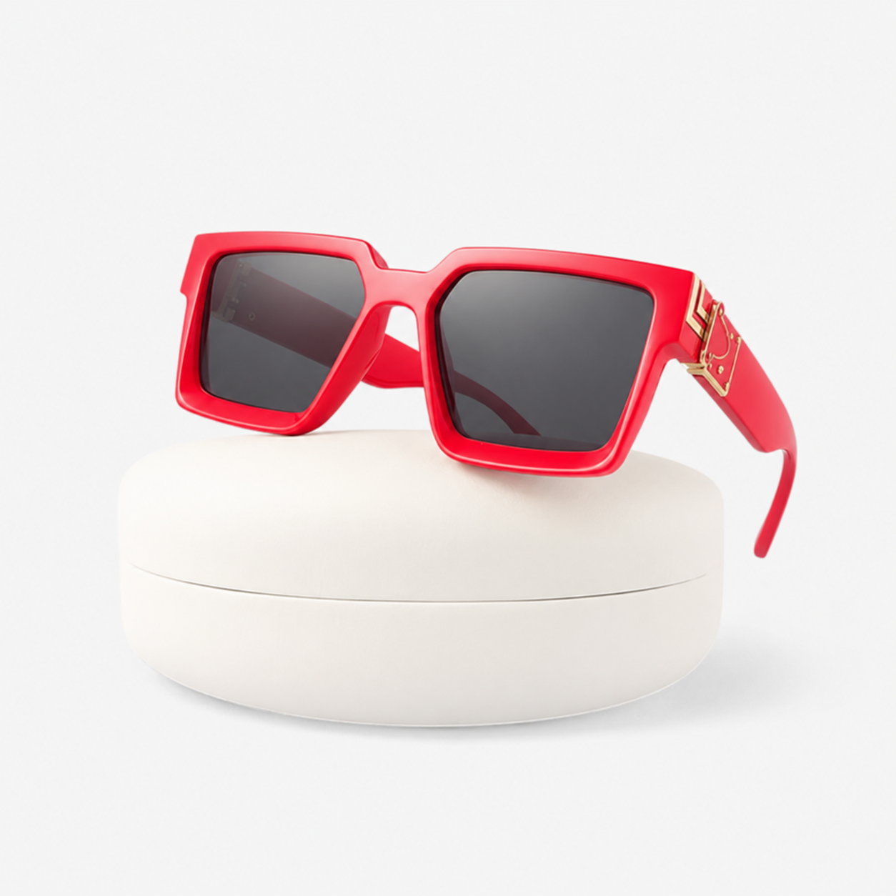 Sunglasses : Vierkante Zonnebril van PC met Breed Montuur in rood geen doosje van Pantino