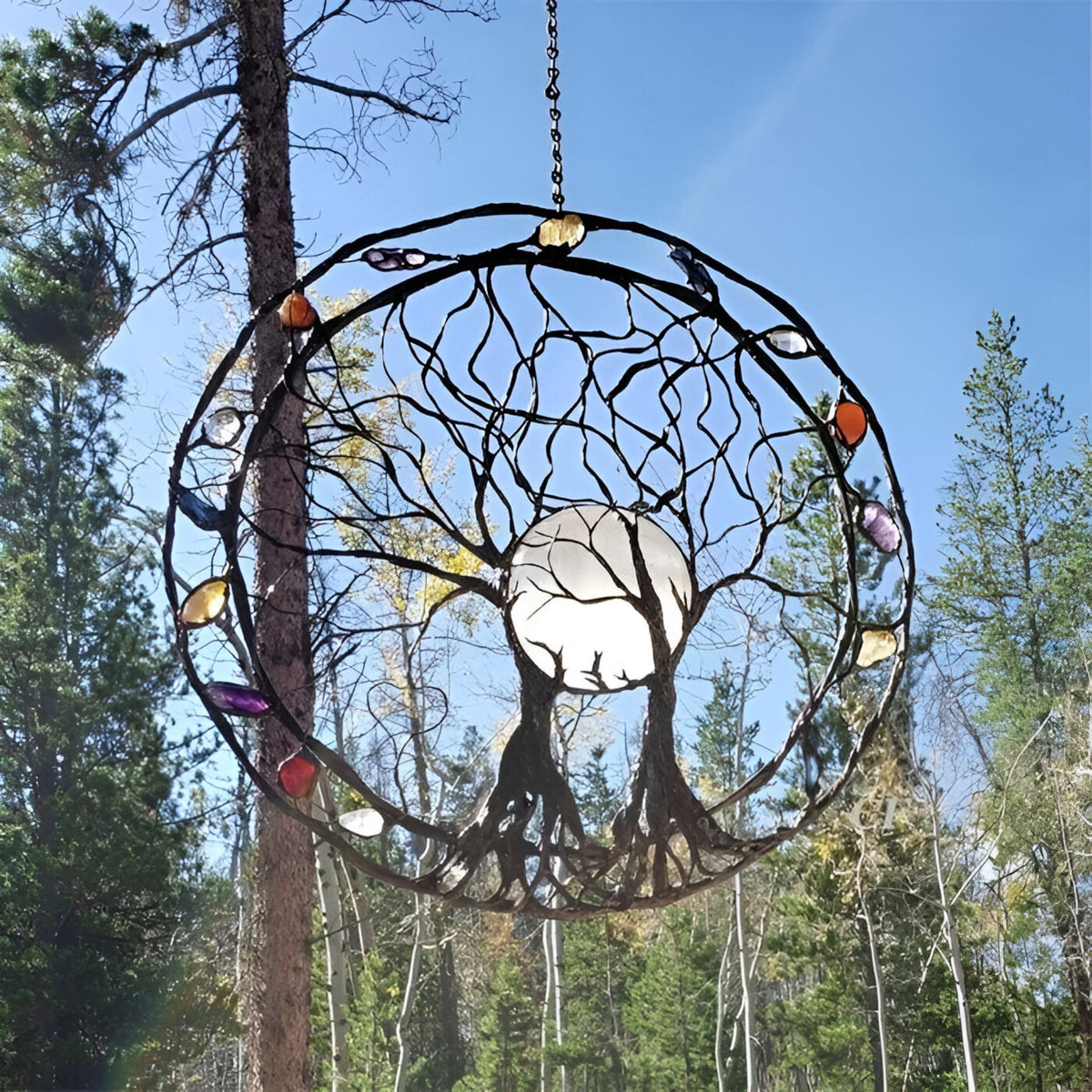 home & garden : Muurdecoratie Levensboom Metaal met Edelstenen - Boho Stijl - 60cm in van Pantino