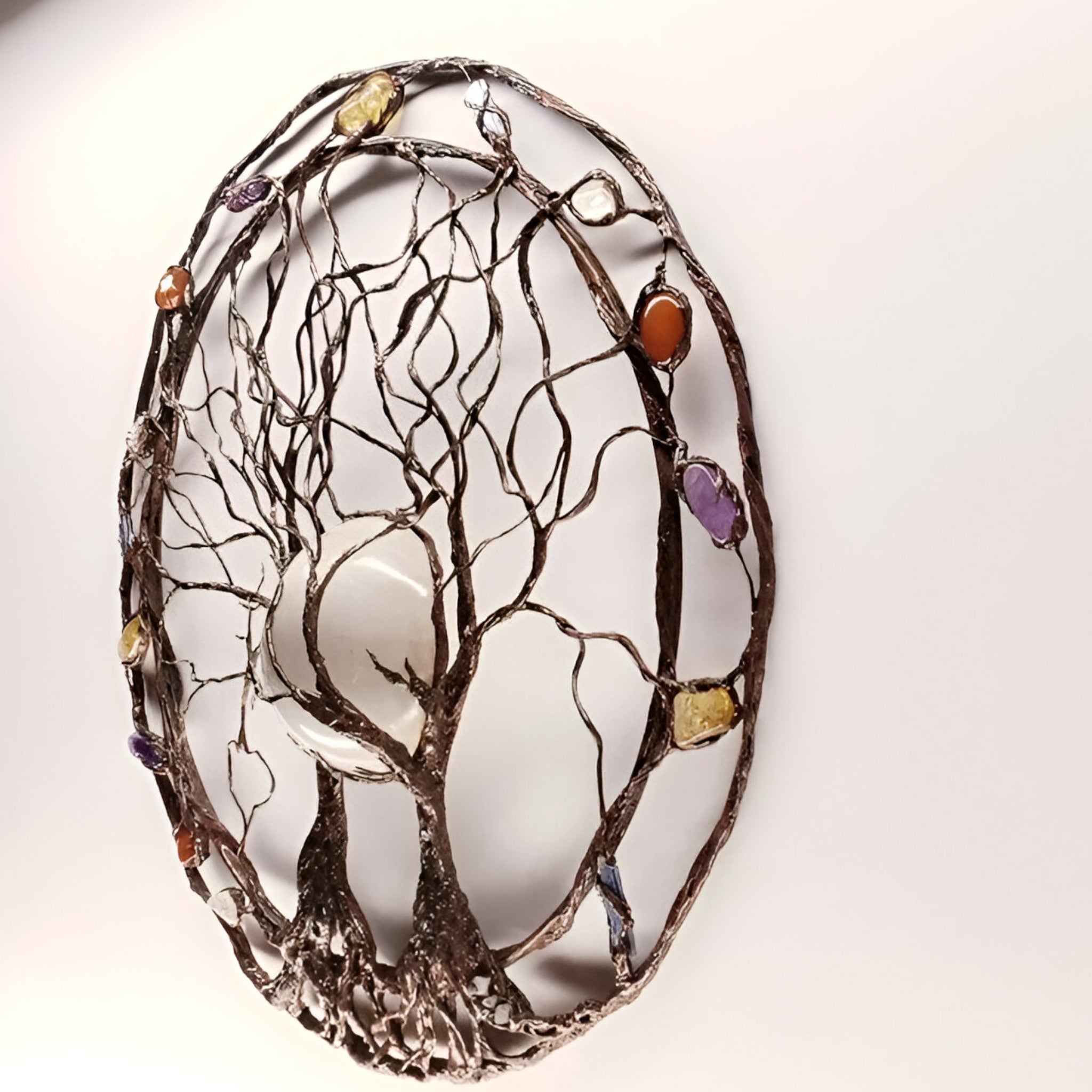 home & garden : Muurdecoratie Levensboom Metaal met Edelstenen - Boho Stijl - 60cm in van Pantino