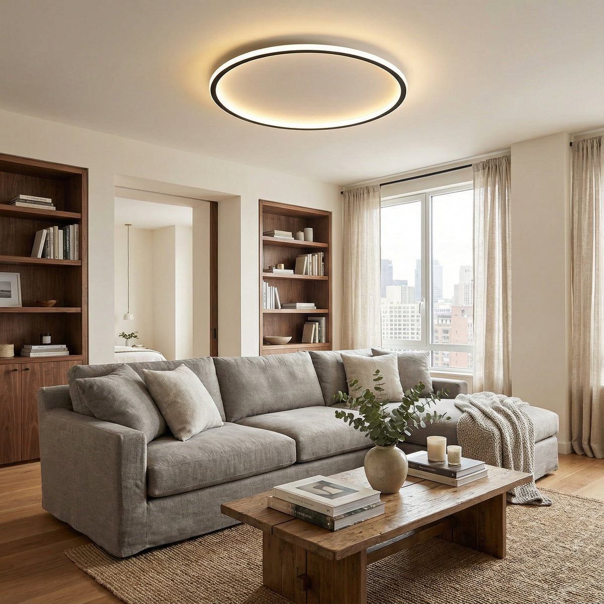 Plafondlamp, Rond Scandinavisch LED, Dimbaar, Aluminium