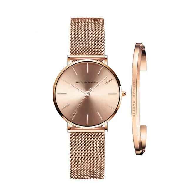 Dameshorloge van roestvrij staal zilver Hannah Martin - Milanese mesh armband elegant en modieus