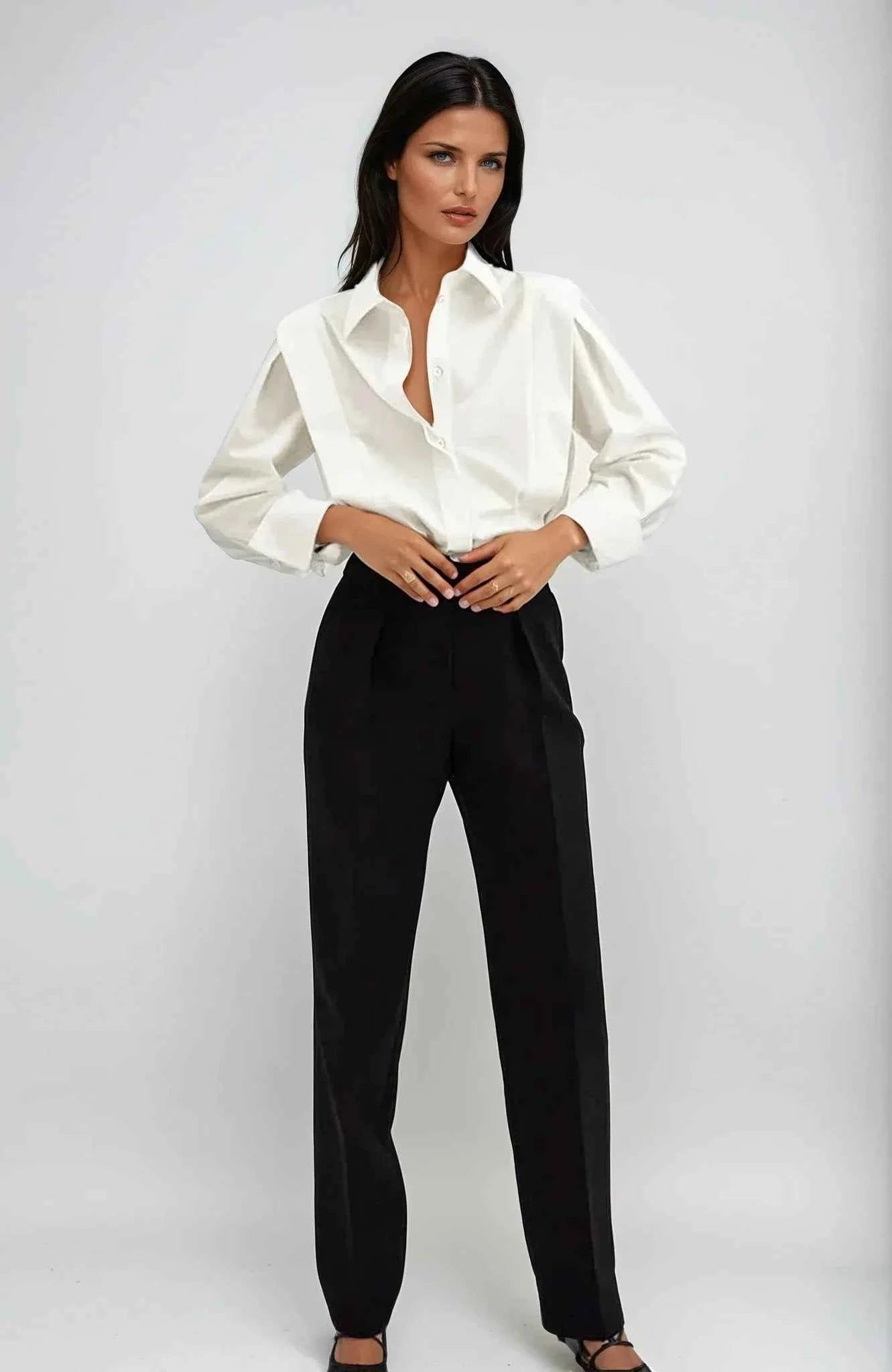 Dames rechte blouse met meerdere knopen in diverse kleuren