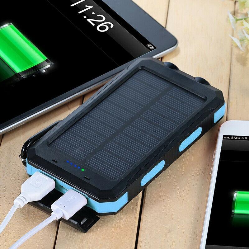 camping gear : Draagbare Zonne-Oplader 500000mAh Waterdicht, Dual USB & Zaklamp in van Sansoti